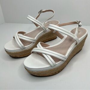 Schutz Isla Espadrille Wedge Sandals White Size 9